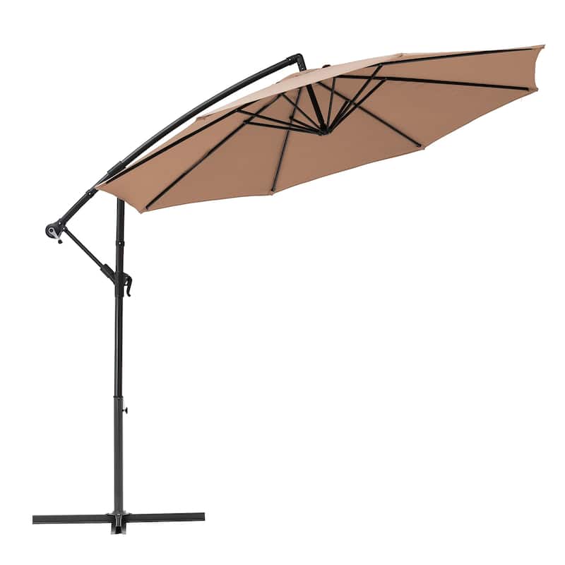 Clihome 10Ft Outdoor Crank Cantilever Patio Umbrella Without Base