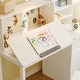 preview thumbnail 17 of 17, Solid Pine Wood Kids Study Desk with Storage Shelves & USB Clip Lamp, White Children Writing Desk for Bedroom or Playroom
