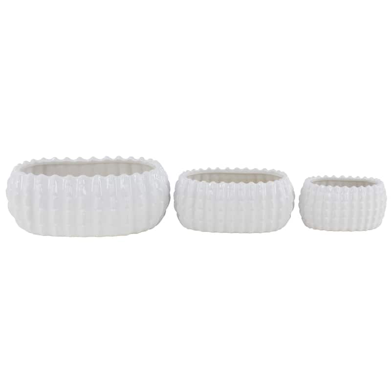 Ceramic Indoor Outdoor Planter - Set of 3 White - Roche River Decor - White