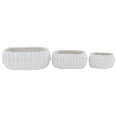 Ceramic Indoor Outdoor Planter - Set of 3 White - Roche River Decor