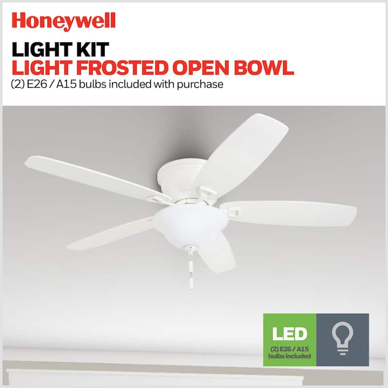 Honeywell Glen Alden 52" White Low Profile LED Ceiling Fan with Light