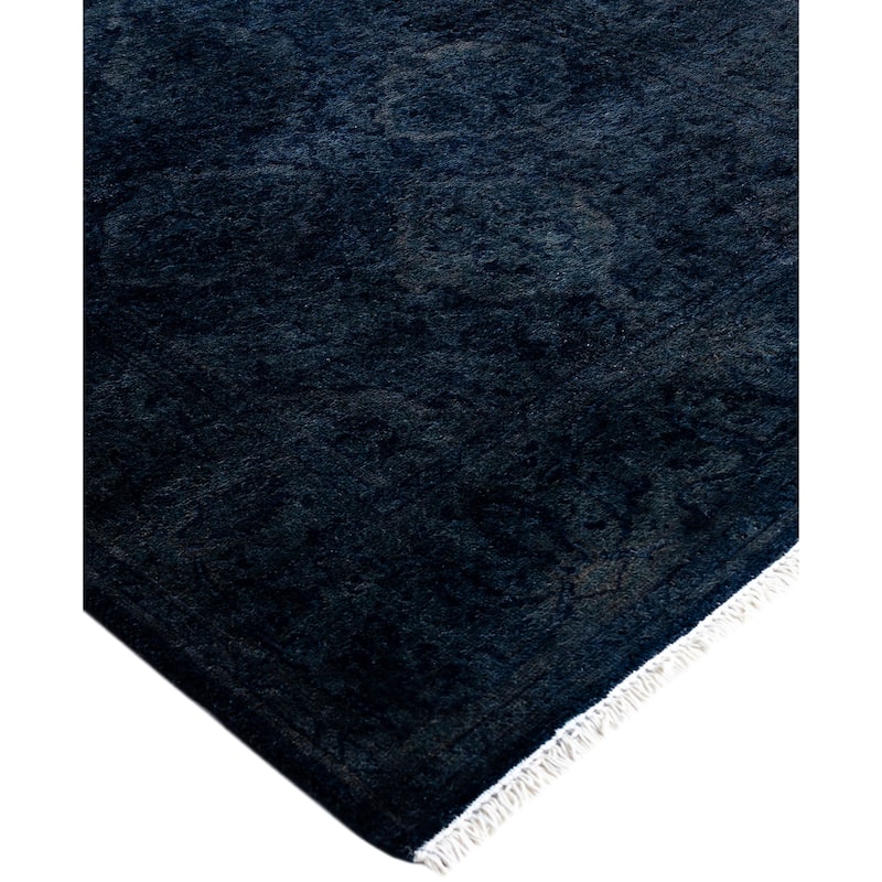 Overdyed One-of-a-Kind Hand-Knotted Runner Rug - Navy - 2' 6" x 11' 4"