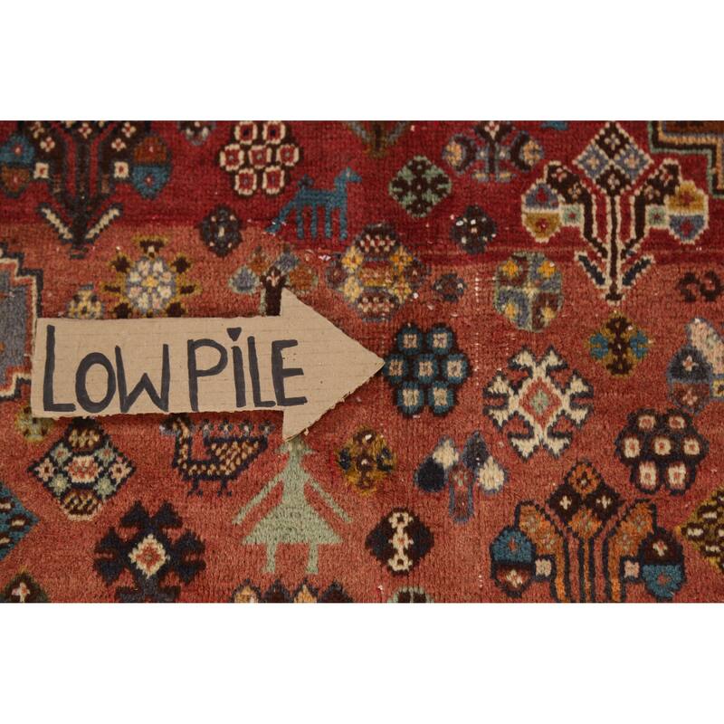 Hand Knotted Oriental 100% Wool Carpet Traditional Tribal Red Shiraz Area Rug - 8' 10'' X 5' 10''