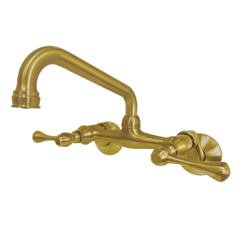 Kingston Brass Adjustable Center Wall Mount Kitchen Faucet - Brushed Brass