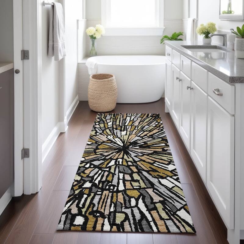 Machine Washable Indoor/ Outdoor Modern Zip Chantille Rug