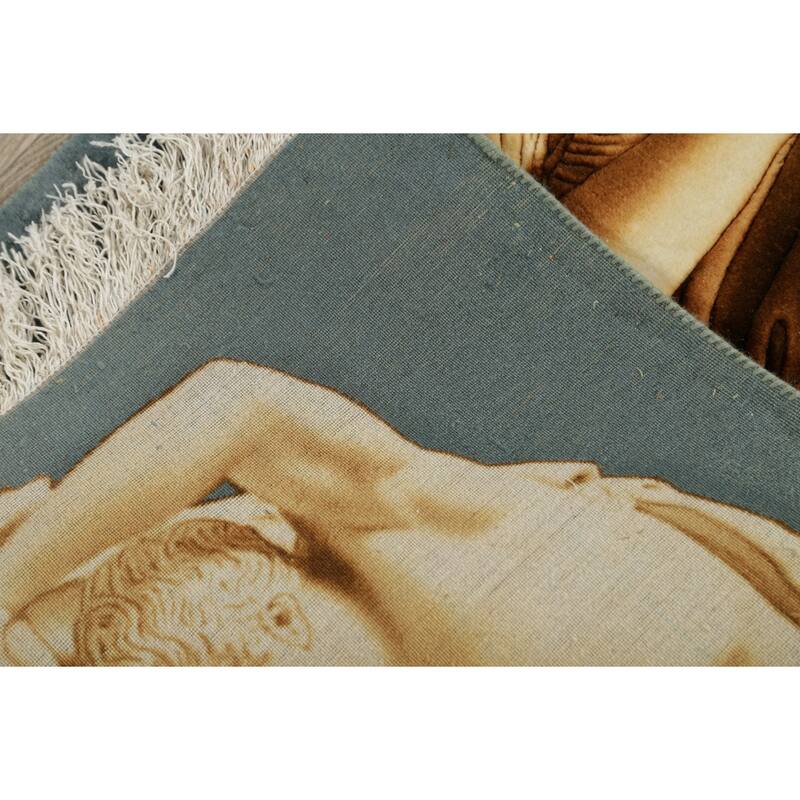 Hand Knotted Oriental 100% Wool Carpet Traditional Pictorial Yellow & Gold Tabriz Area Rug - 3' 6'' X 2' 2''