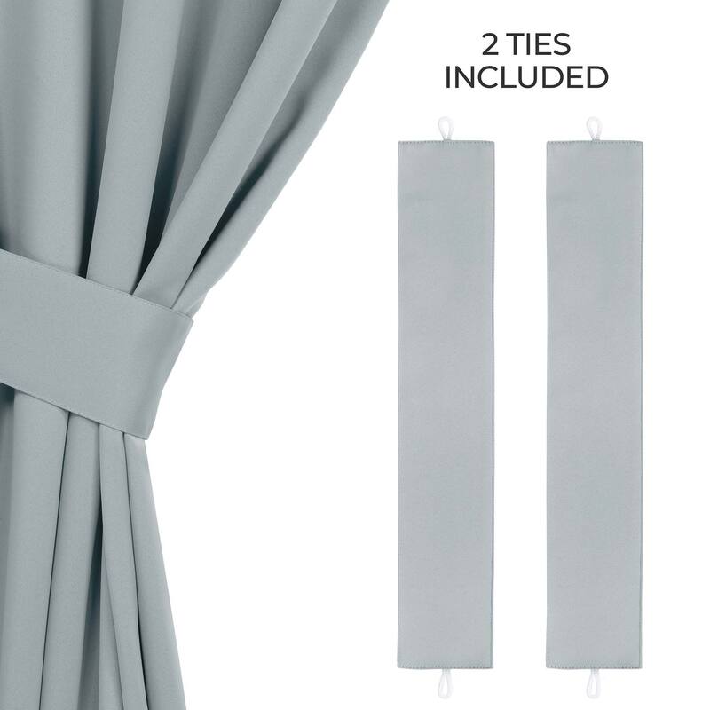 Superior Solid Machine Washable Room Darkening Blackout Curtains with Back Tabs, Set of 2