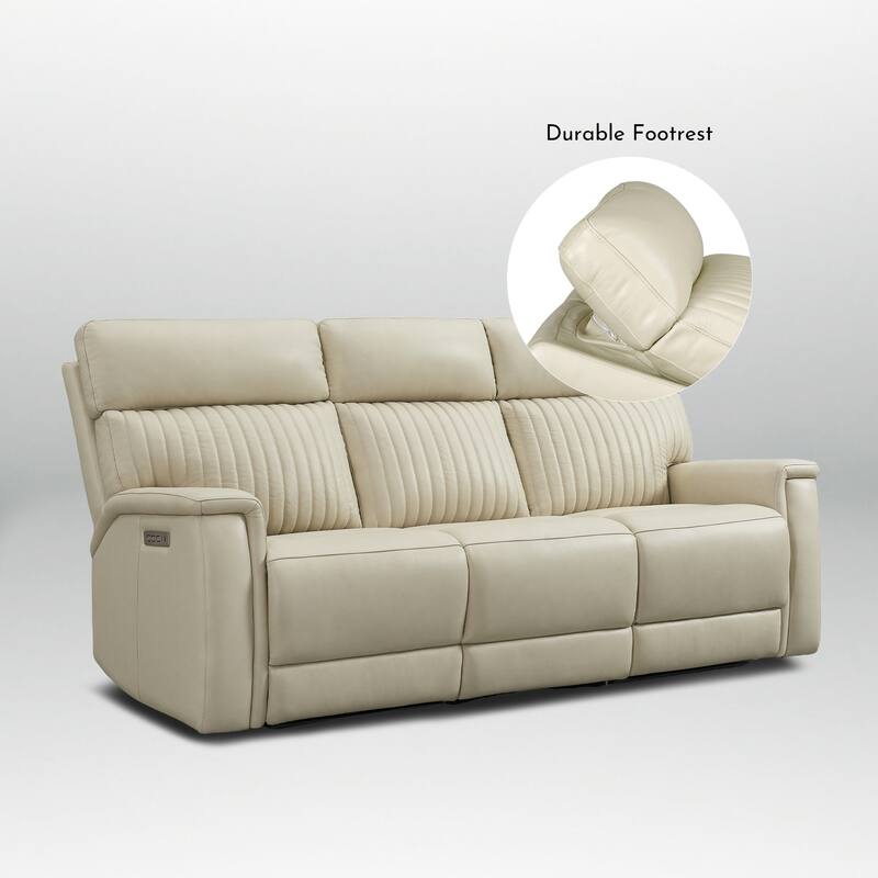 122''W 4-Seat Premium Genuine Leather triple-Power Sofa set with Zero Gravity, Adjustable Headrest & Lumbar Support