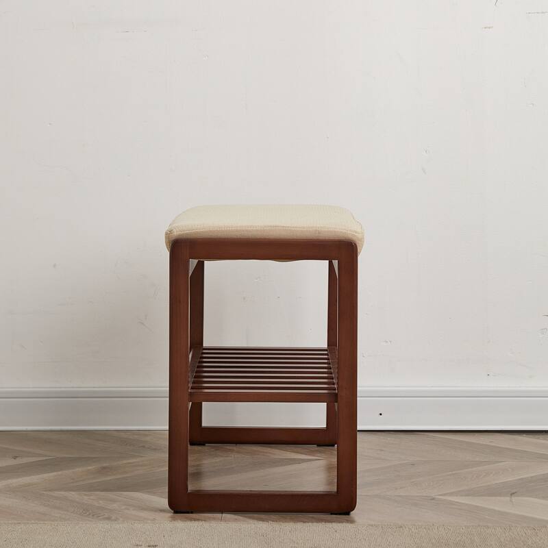 GDFStudio - Cedric Beech Wood Entryway Shoe Bench with Cushion