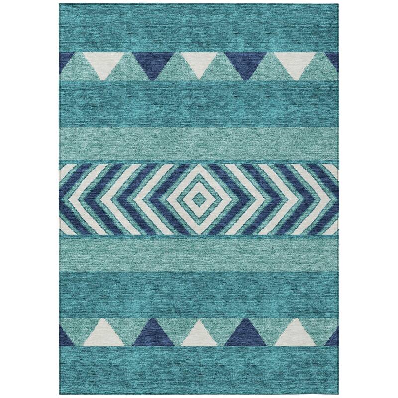 Machine Washable Indoor/ Outdoor Global Boho Chantille Rug