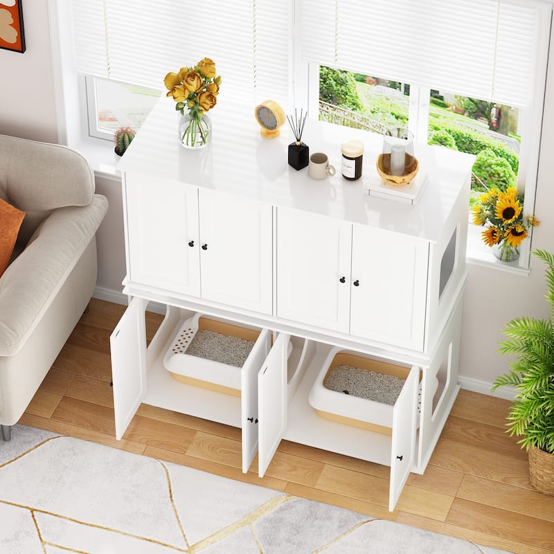 Elegant Dual-Cat Washroom Furniture Magnetic Door and Ventilation Hole