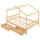 preview thumbnail 5 of 22, Natural Wood Full Size House Bed with Storage Drawers and Headboard for Kids