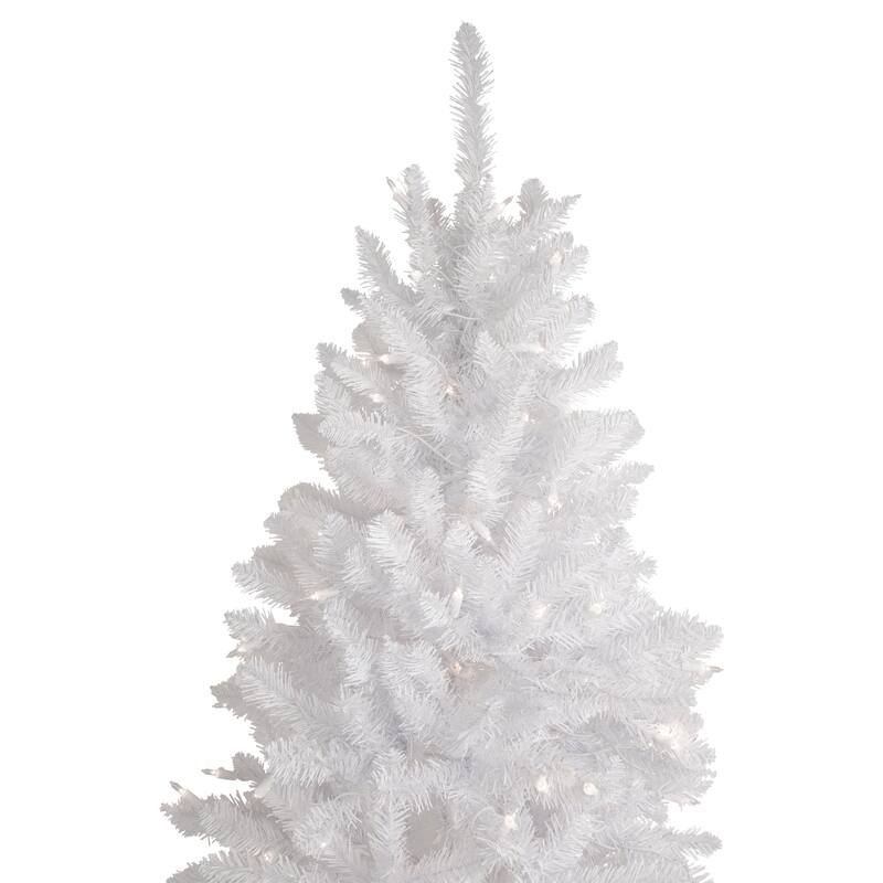7.5' Rapids White Pine Pencil Artificial Christmas Tree, Clear Lights - 7.5 Foot