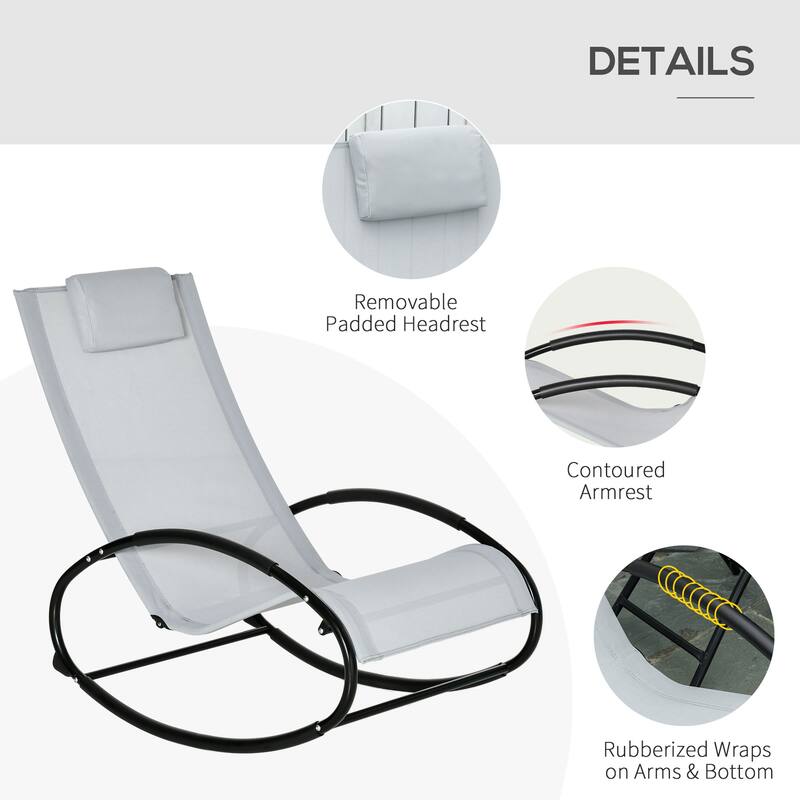 Outsunny Orbital Zero Gravity Patio Rocking Lounge Chair with Pillow