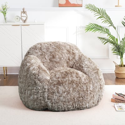 Bean Bag Chair, Faux Fur Kids Bean Bag Chair for Gaming Reading, Adult Bean Bag Couch with Armrest Lazy Couch Sofa