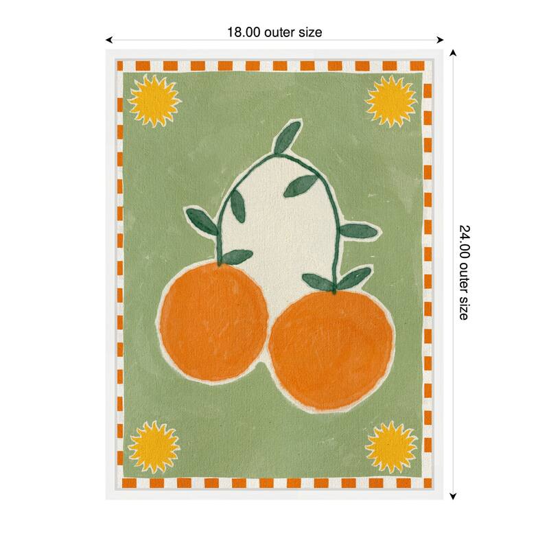 Kate and Laurel Sylvie Lush Duo 5 Orange Framed Canvas by Shatha Al Dafai