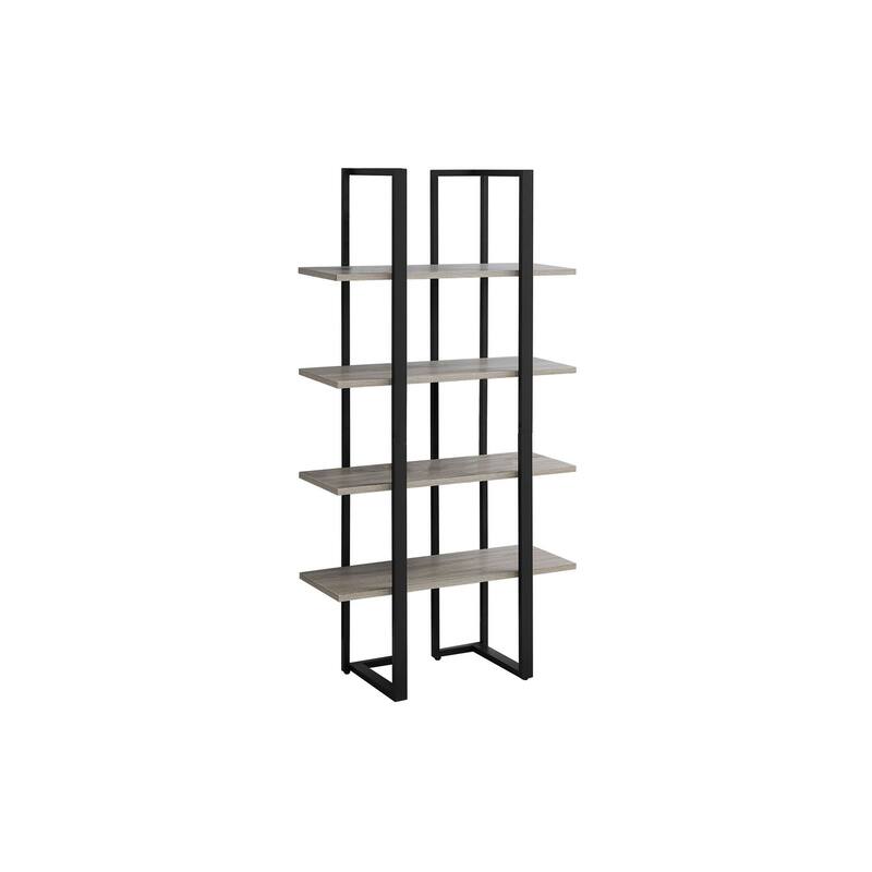 Modern 4 Tier Bookshelf, Contemporary 60"h Metal Frame Bookcase, for Living Room Office Bedroom - Taupe