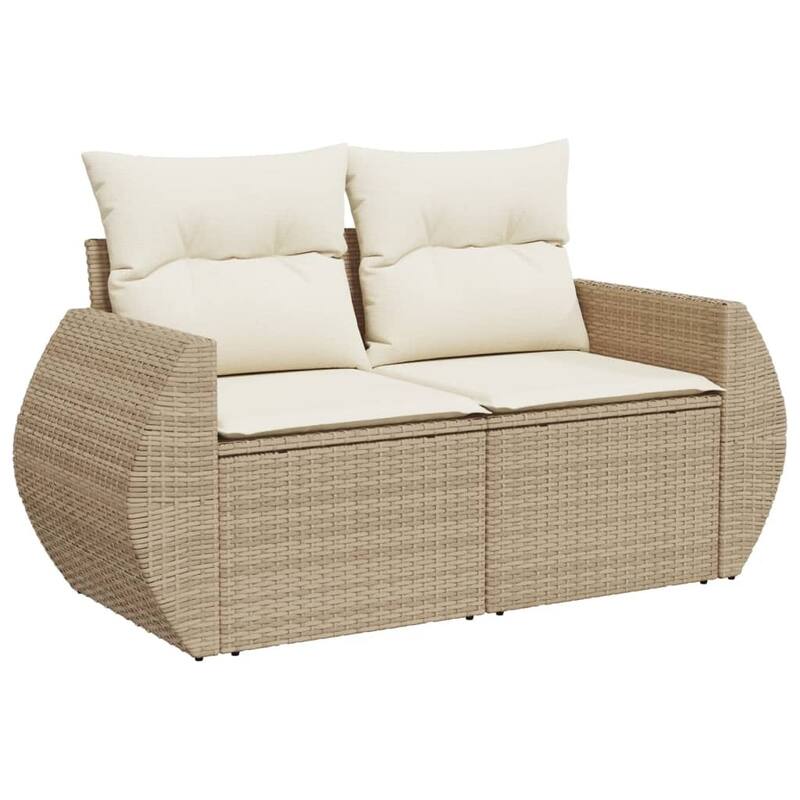 vidaXL Patio Sofa Set with Cushions Outdoor Conversation Furniture Poly Rattan