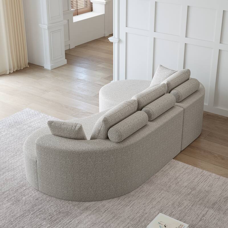Modern Free Combination Chenille Extra Deep & Wide 4-Seater Sectional Sofa with 7 Pillows