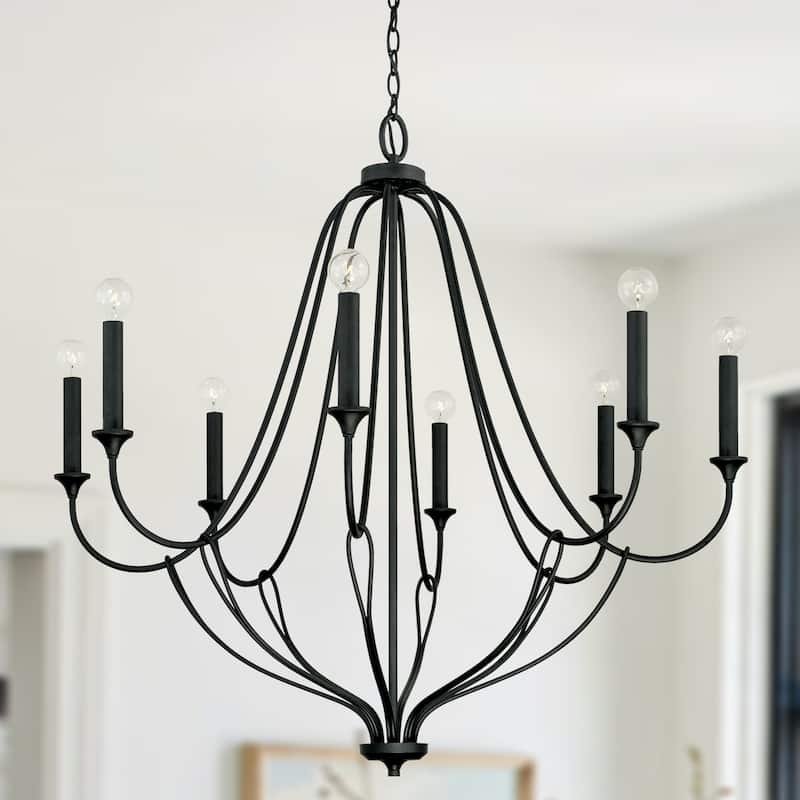Bentley 37.5" 8-light Black Iron Chandelier