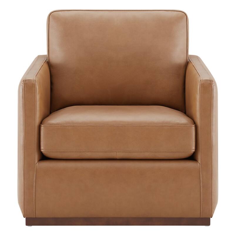 Spruce & Spring Modern Swivel Accent Chair with Wooden Base