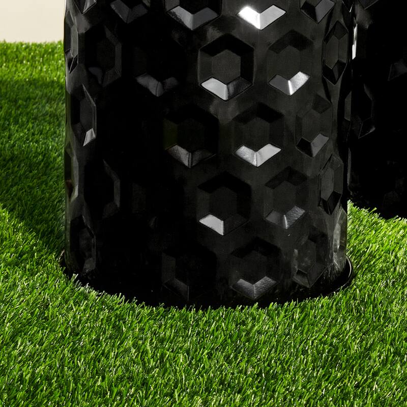 Glitzhome Set of 2 Glossy Black Metal Outdoor Table Accent Stool - 14.25"W x 14.25"D x 18.75"H