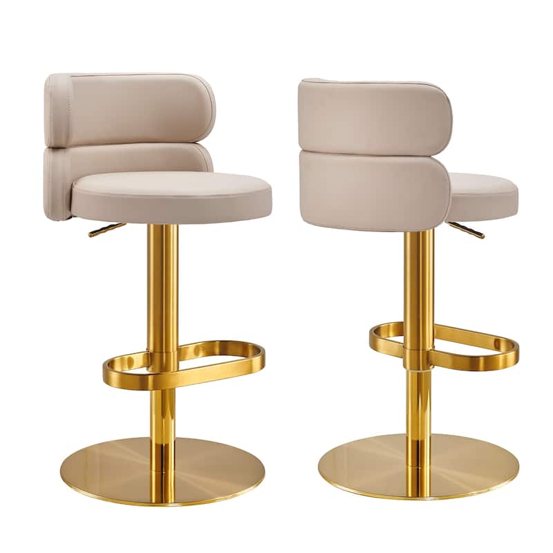 CAROCC Bar Stools Adjustable Armless Swivel PU Leather Barstool