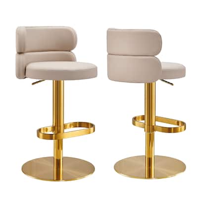 CAROCC Bar Stools Adjustable Armless Swivel PU Leather Barstool