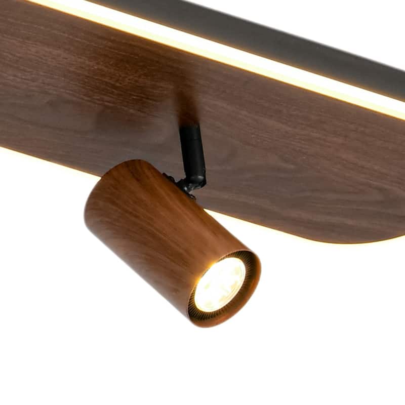 Farmhouse Wood LED Oval Linear Adjustable Spotlight Flush Mount