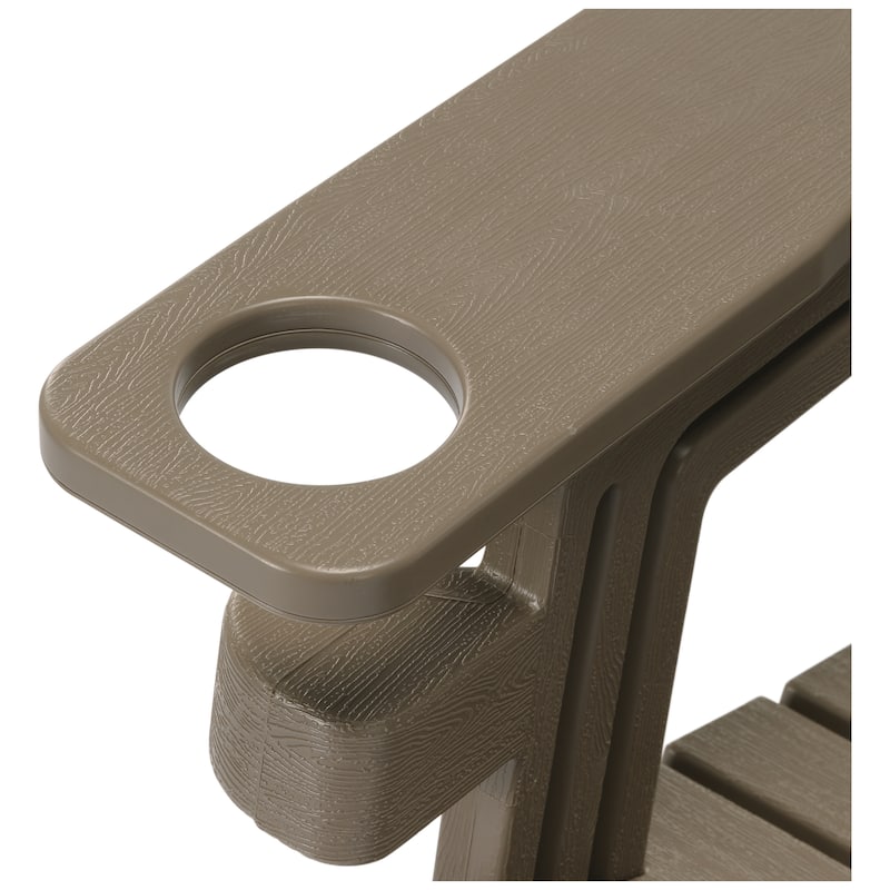 Polytrends Coastline Outdoor Poly Adirondack Chair Set with Connecting Tray & Cup Holder