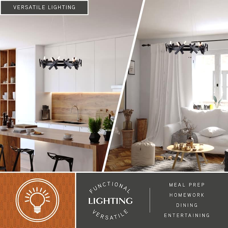 Wells 5 Light Matte Black Contemporary Wheel Chandelier - 28-in W x 6.5-in H x 28-in D