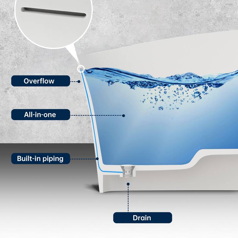 MEDUNJESS 51'' Freestanding Bathtub Solid Surface Soaking Tub