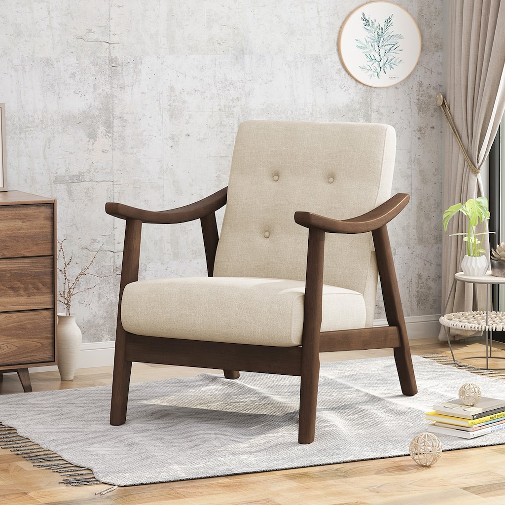 Solid Wood Tufted Armchair