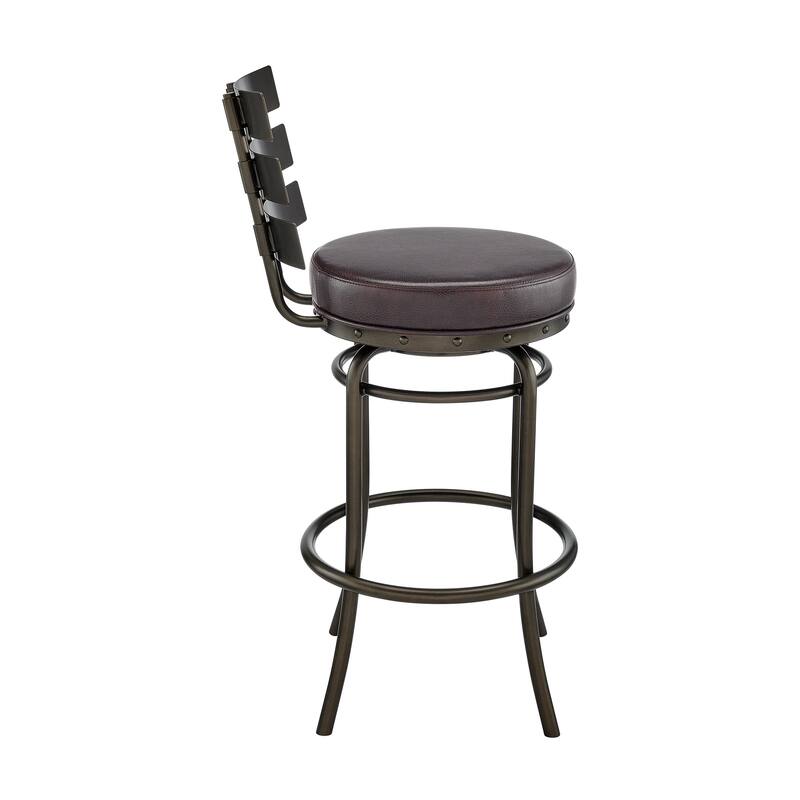 Natya Modern Swivel Counter/Bar Stool in Faux Leather and Metal
