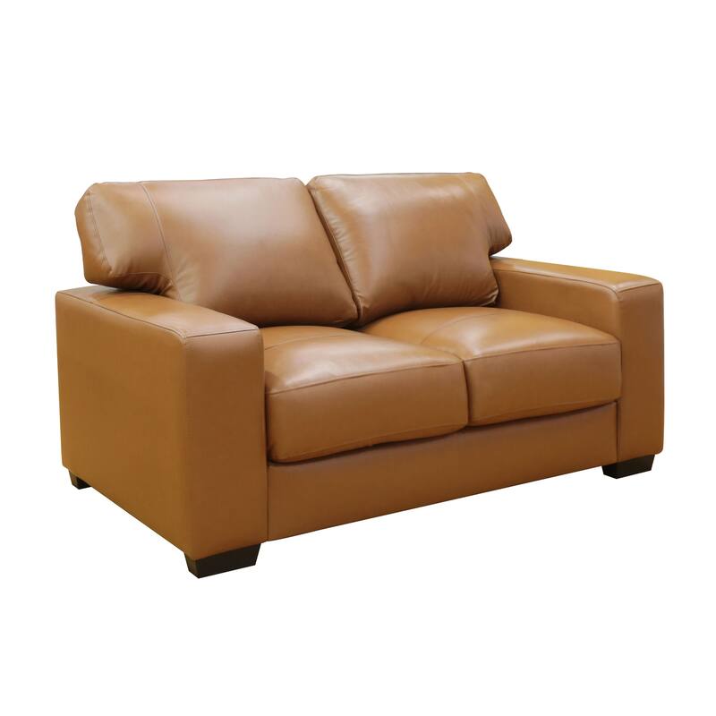 Bordeaux Leather Match Sofa, Loveseat, Armchair and Ottoman - Loveseat - Tan