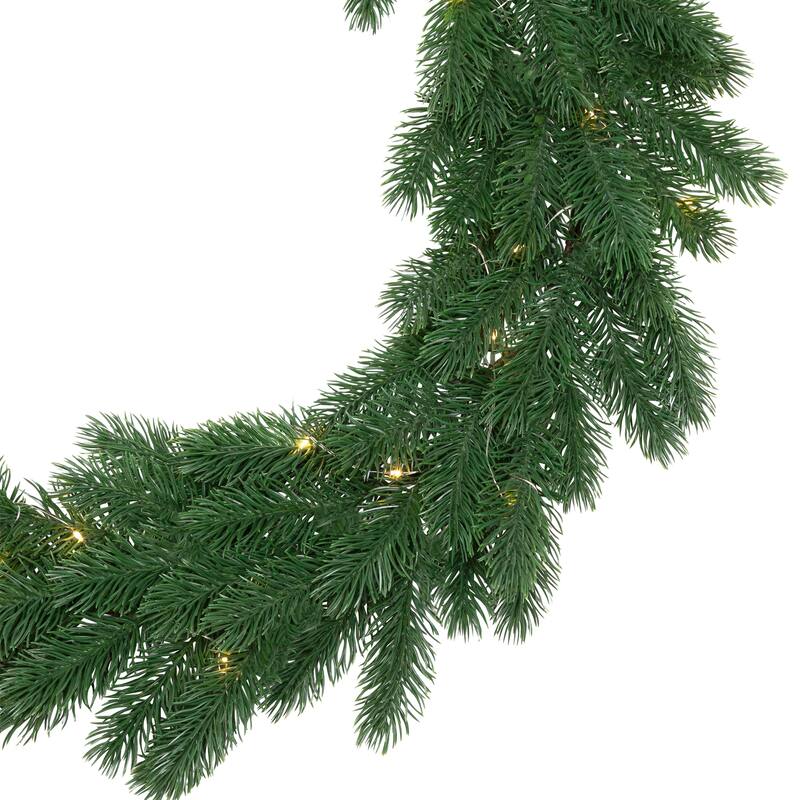 Pre-Lit Battery Operated Lush Pine Artificial Christmas Wreath - 24" - Clear Lights