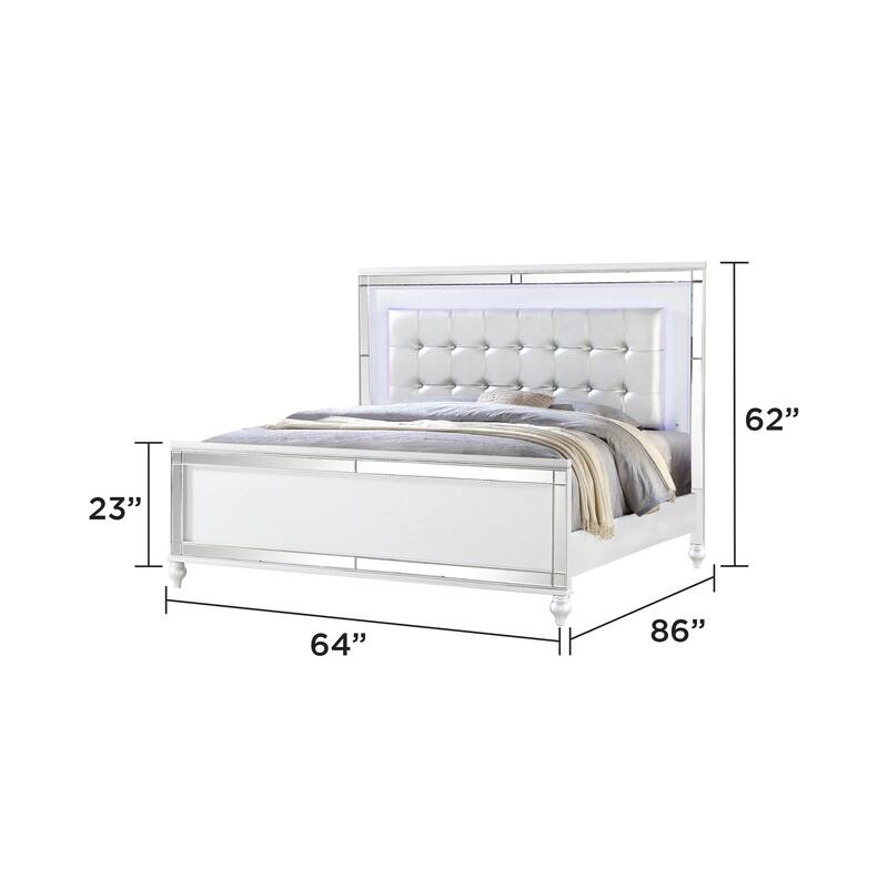 Sterling 4PC/5PC Contemporary Bedroom Set with Mirror Accents and LED Enhancements