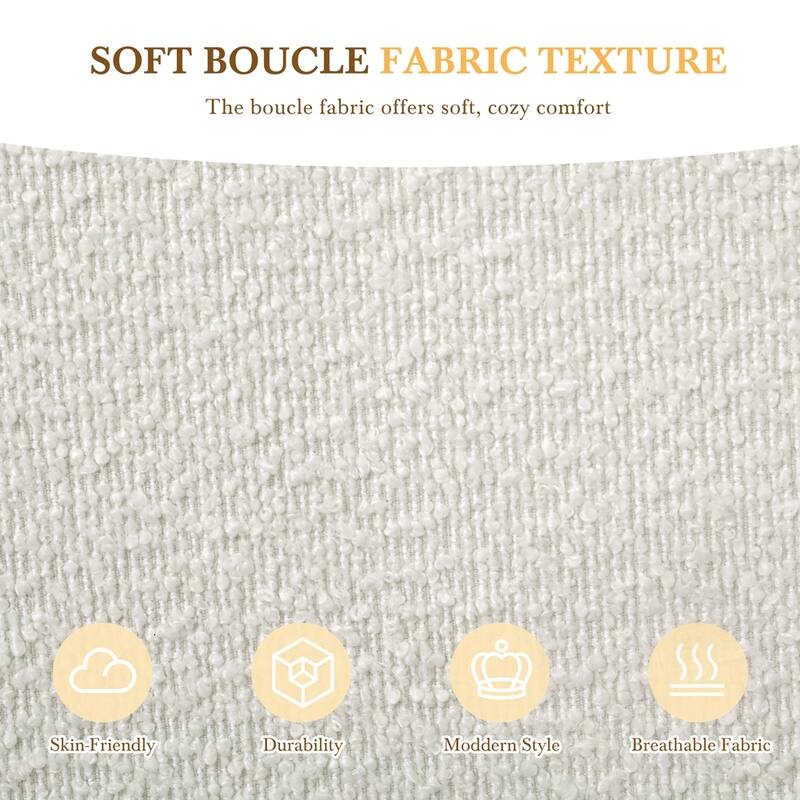 Upholstered Platform Bed Boucle Fabric and Wingback Headboard