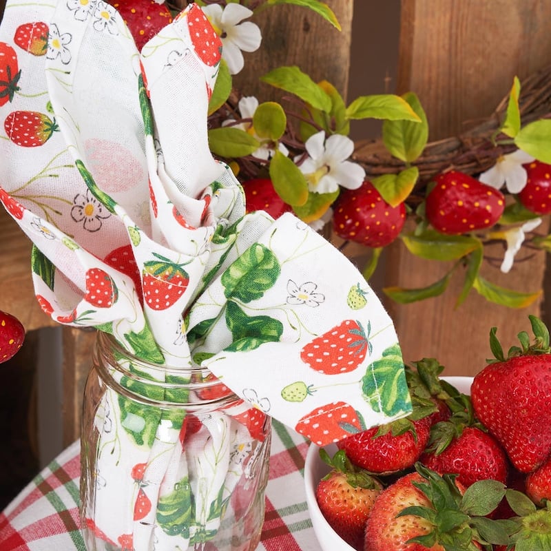 Strawberry Patch & Plaid Napkin Set of 6