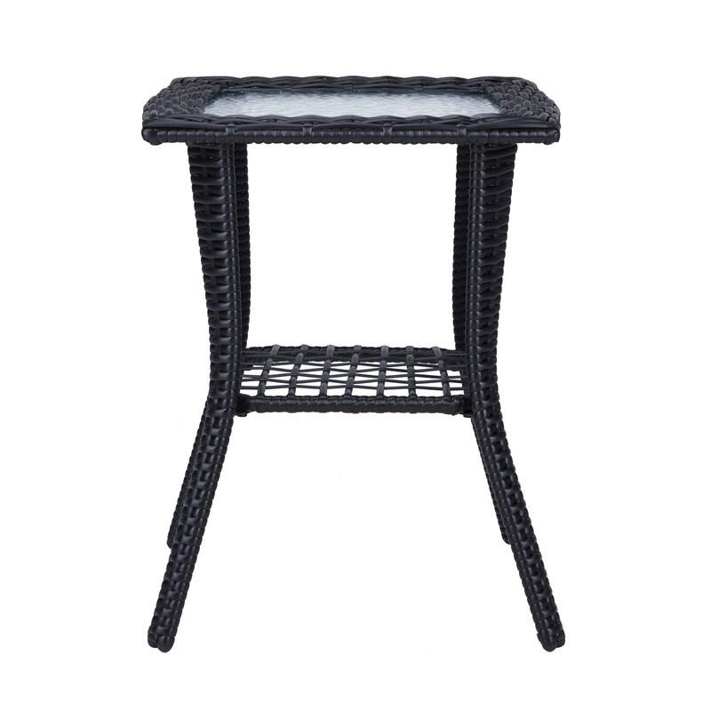 Patio 22 in. Wicker Side Table - Black