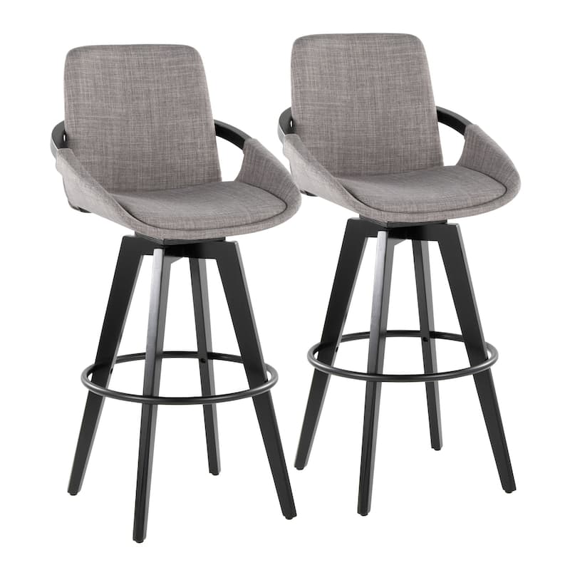 Cosmo 30" Fixed-Height Barstool - Set of 2 - Grey Fabric