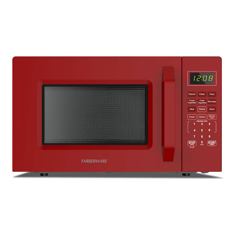 1.1 Cu. Ft. 1000-Watt Compact Microwave Oven, Black - Red