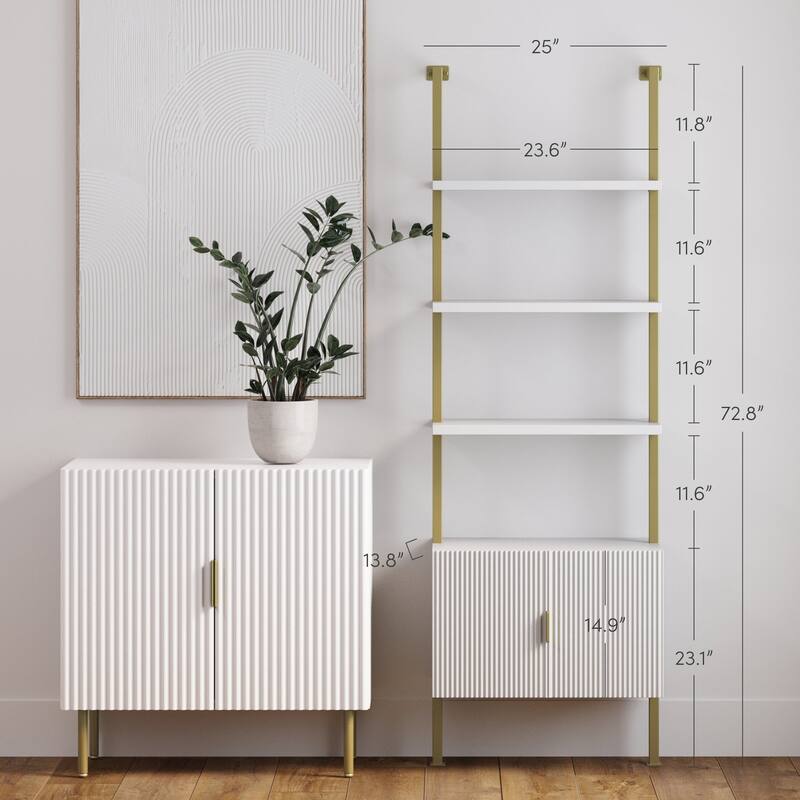 Nathan James Theo Open Shelf Industrial Bookcase with Drawers or Cabinets