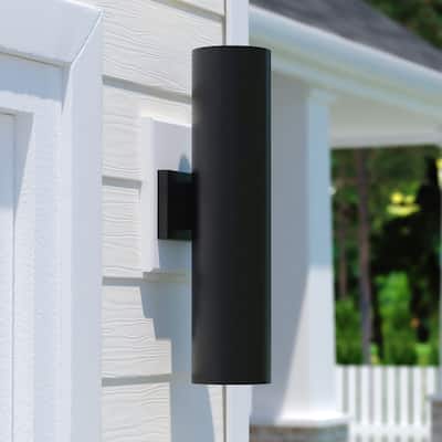 Chiasso 2-Light Modern Outdoor Wall Sconce, Rust-Resistant Aluminum Cylinder Shade, Up Down Lighting, Exterior Lantern