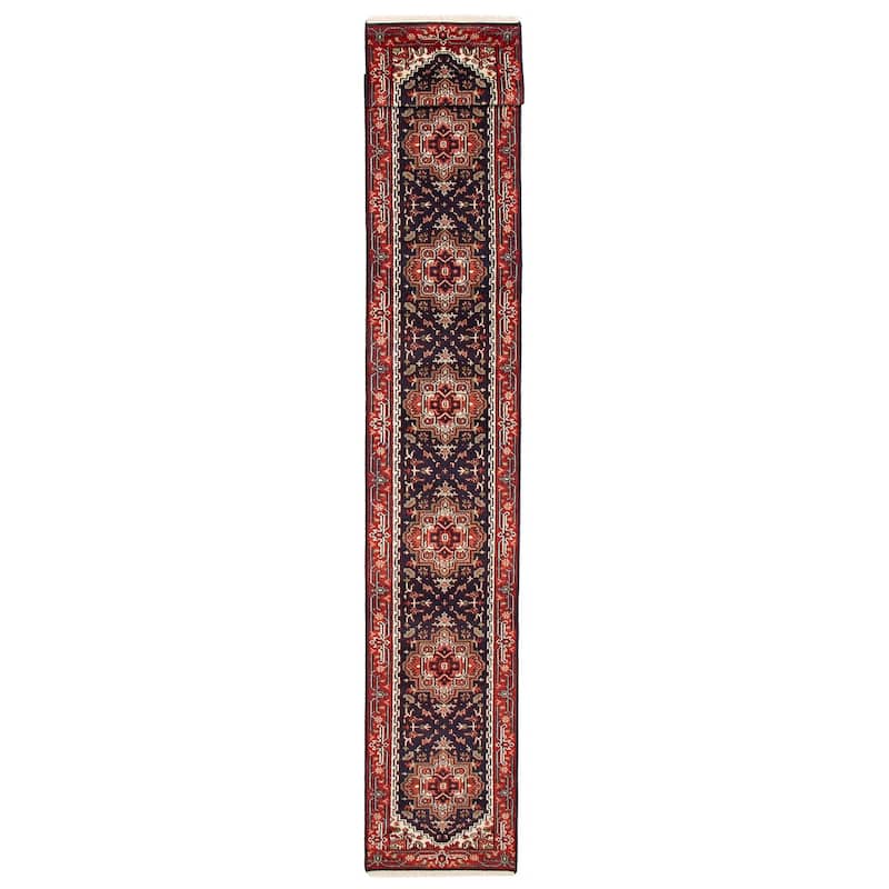 ECARPETGALLERY Hand-knotted Serapi Heritage Dark Navy Wool Rug - 2'6 x 23'9 - Dark Navy - 2'6 x 23'9