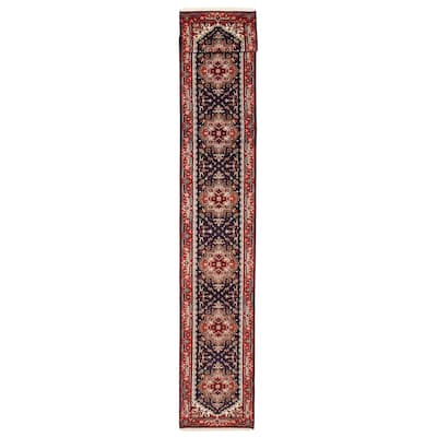 ECARPETGALLERY Hand-knotted Serapi Heritage Dark Navy Wool Rug - 2'6 x 23'9