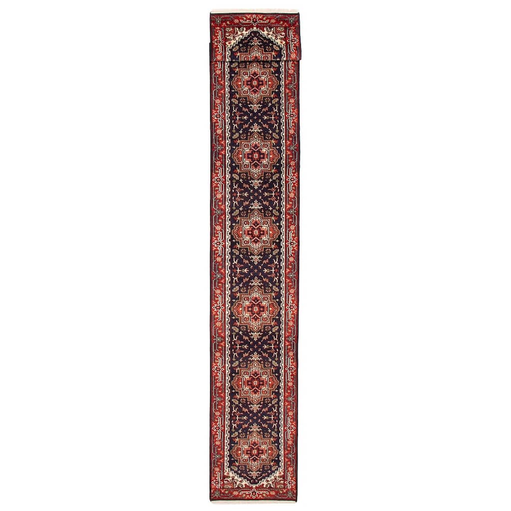 ECARPETGALLERY Hand-knotted Serapi Heritage Dark Navy Wool Rug - 2'6 x 23'9