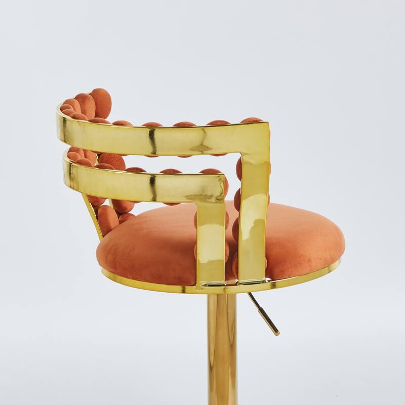 Modern Bar chair(set of 2 ) with golden color iron tube legs, soft cushions and comfortable backrest