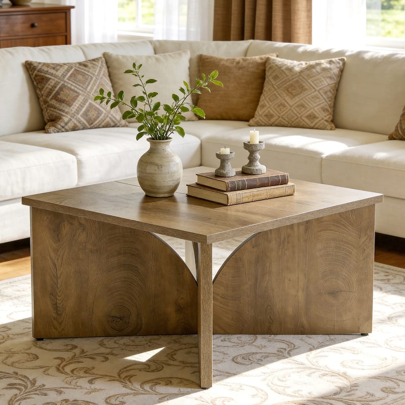 Square Coffee Table, 31.5" Wooden Center Table for Living Room
