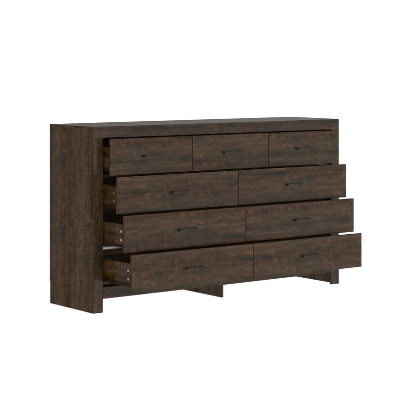 Elegant Wood - grain Nine - drawer Dresser: Spacious Storage, Modern Design & Quality Details